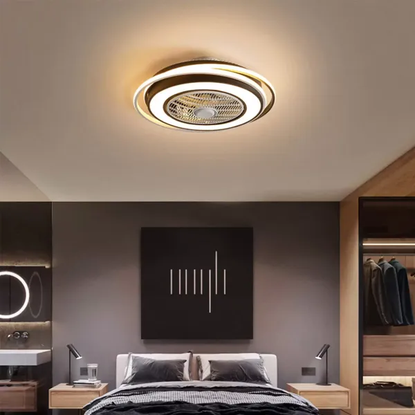 Ventilateur de plafond avec éclairage LED et télécommande - 3 types de couleurs d'éclairage - Éclairage semi-encastré