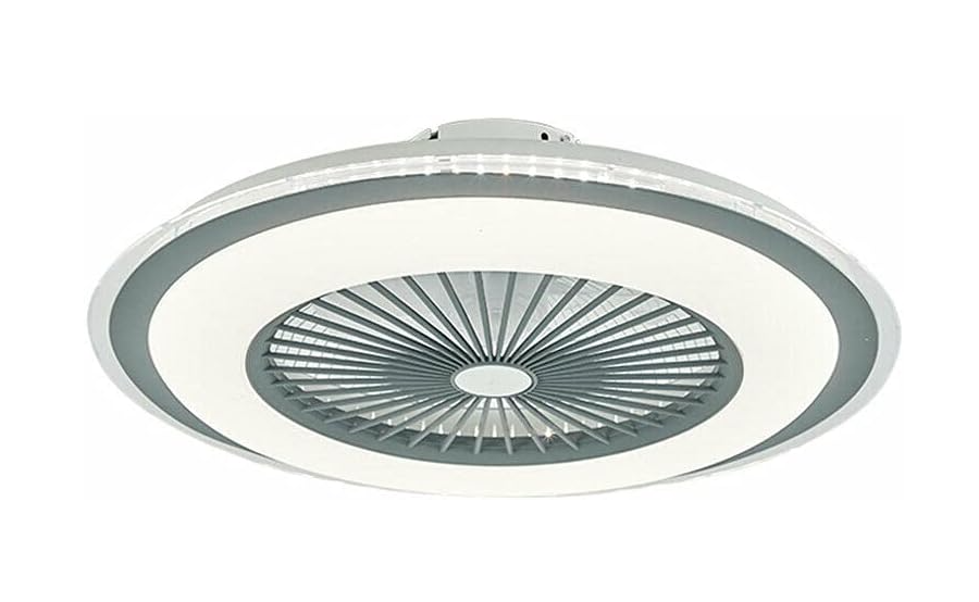 Plafonnier LED Fan Dimmable Ventilateur Intérieure Lampe Ultra Silencieux pour Salon(Gris) Ventilateur de Plafond avec Telecommande et Lumière