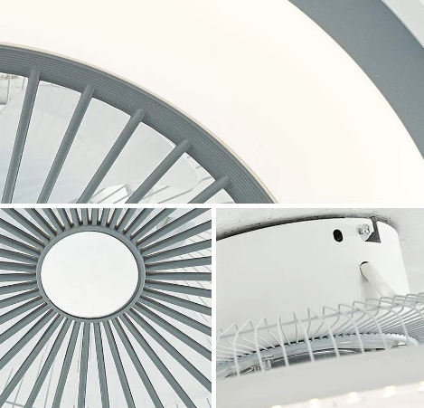 Plafonnier LED Fan Dimmable Ventilateur Intérieure Lampe Ultra Silencieux pour Salon(Gris) Ventilateur de Plafond avec Telecommande et Lumière