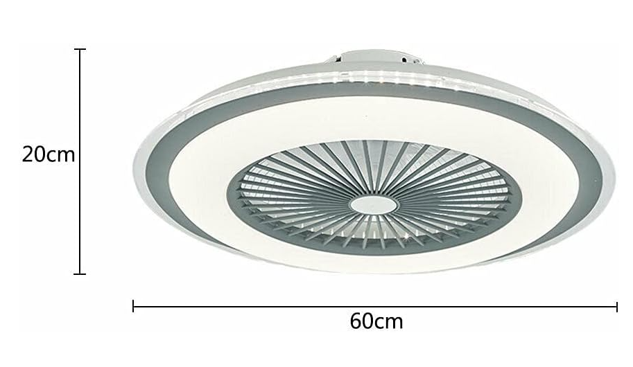 Plafonnier LED Fan Dimmable Ventilateur Intérieure Lampe Ultra Silencieux pour Salon(Gris) Ventilateur de Plafond avec Telecommande et Lumière