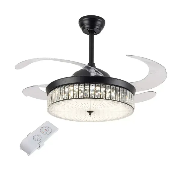 CNCEST Ventilateur de plafond avec éclairage en cristal de 42 pouces muets à distance pour salle à manger/chambre à coucher