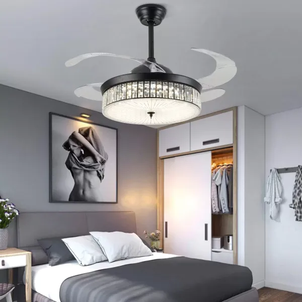 CNCEST Ventilateur de plafond avec éclairage en cristal de 42 pouces muets à distance pour salle à manger/chambre à coucher CNCEST Ventilateur de plafond avec éclairage en cristal de 42 pouces muets à distance pour salle à manger/chambre à coucher