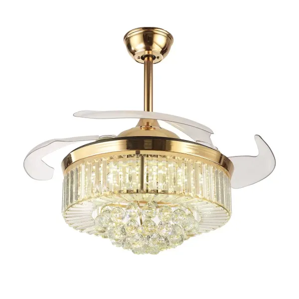 Ventilateur de plafond en cristal moderne avec pales rétractables légères Ventilateur de lustre avec télécommande chromée inversée Fandelier Luminaire Ventilateur de plafond en cristal moderne avec pales rétractables légères Ventilateur de lustre avec télécommande chromée inversée Fandelier Luminaire