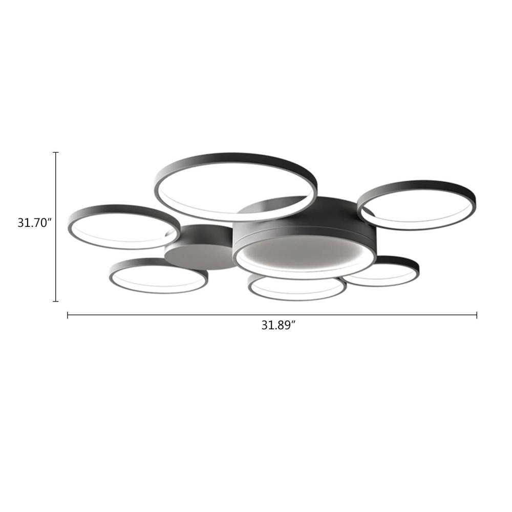 Plafonnier avec télécommande,7 Anneaux LED Dimmable