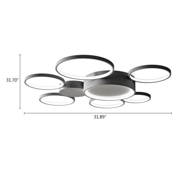 Plafonnier avec télécommande,7 Anneaux LED Dimmable