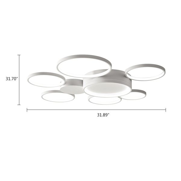 Plafonnier avec télécommande,7 Anneaux LED Dimmable Plafonnier avec télécommande,7 Anneaux LED Dimmable