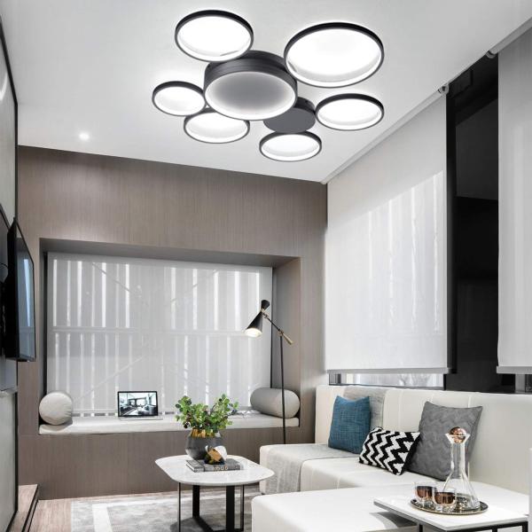 Plafonnier avec télécommande,7 Anneaux LED Dimmable Plafonnier avec télécommande,7 Anneaux LED Dimmable