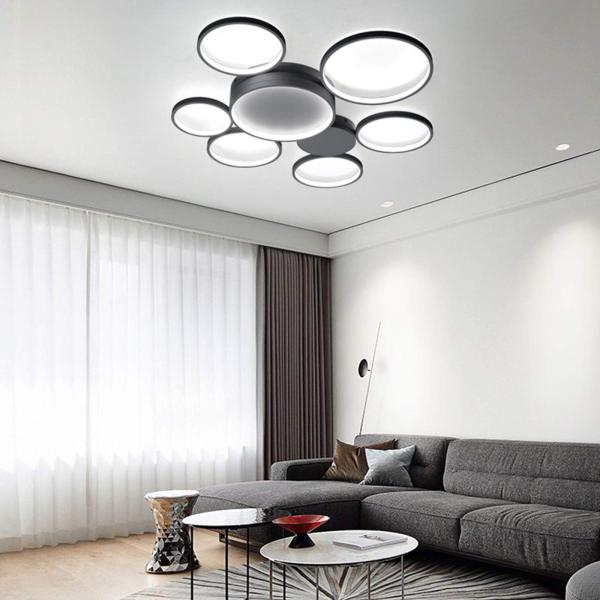 Plafonnier avec télécommande,7 Anneaux LED Dimmable Plafonnier avec télécommande,7 Anneaux LED Dimmable