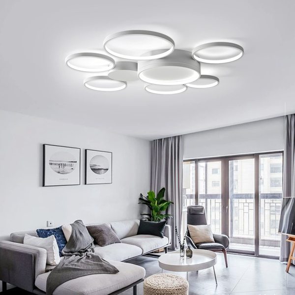 Plafonnier avec télécommande,7 Anneaux LED Dimmable