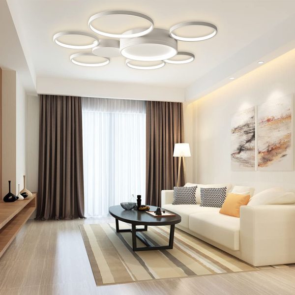 Plafonnier avec télécommande,7 Anneaux LED Dimmable Plafonnier avec télécommande,7 Anneaux LED Dimmable