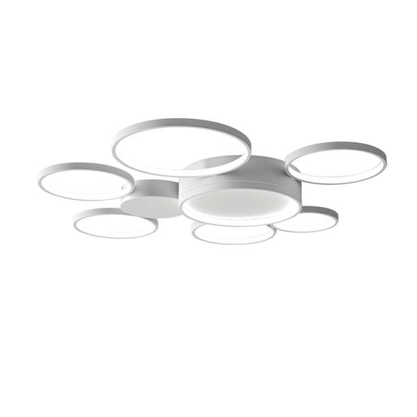 Plafonnier à intensité variable avec télécommande, plafonnier LED 7 anneaux design salon lumière salle à manger lumière