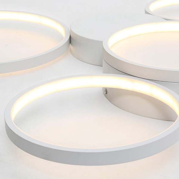 Plafonnier à intensité variable avec télécommande, plafonnier LED 7 anneaux design salon lumière salle à manger lumière