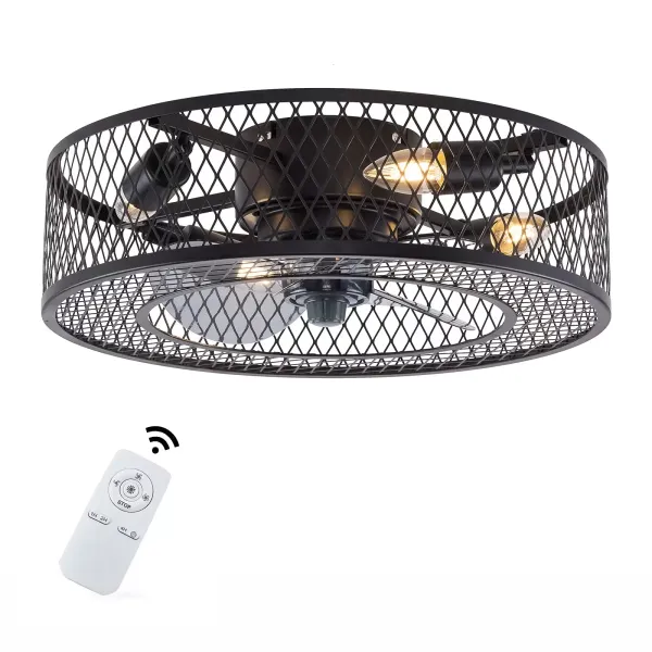 Ventilateur de plafond avec éclairage - silencieux avec télécommande - Vitesse du vent réglable - Pour salon, chambre et salle à manger