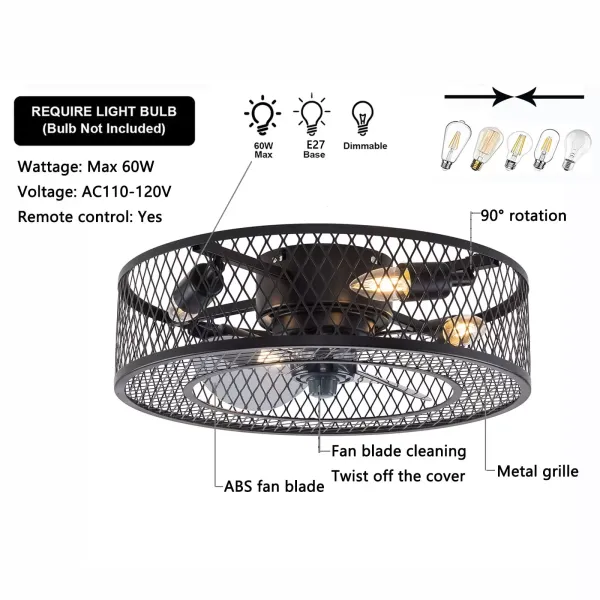 Ventilateur de plafond avec éclairage - silencieux avec télécommande - Vitesse du vent réglable - Pour salon, chambre et salle à manger