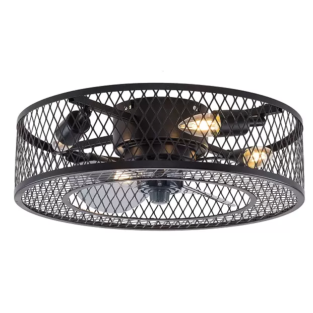 Ventilateur de plafond avec éclairage - silencieux avec télécommande - Vitesse du vent réglable - Pour salon, chambre et salle à manger