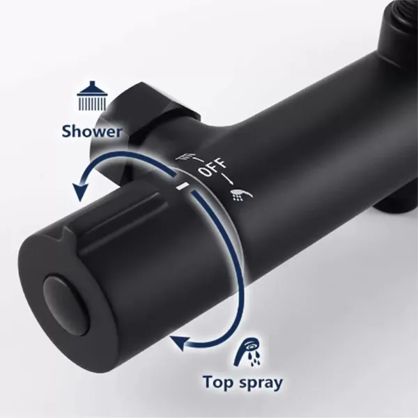 Système de douche noir avec thermostat - douchette 3 fonctions et barre de douche - réglable en hauteur