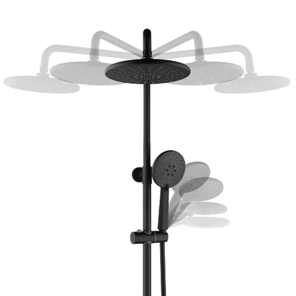 Système de douche noir avec thermostat - douchette 3 fonctions et barre de douche - réglable en hauteur