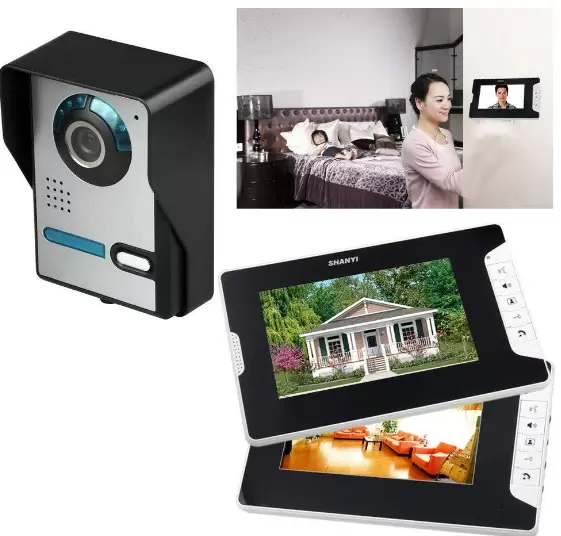 Video-intercom met 7" scherm en 7" HD-camera LCD-intercom Videodeurtelefoon Camera Monitor met 2 interne apparaten (monitor)