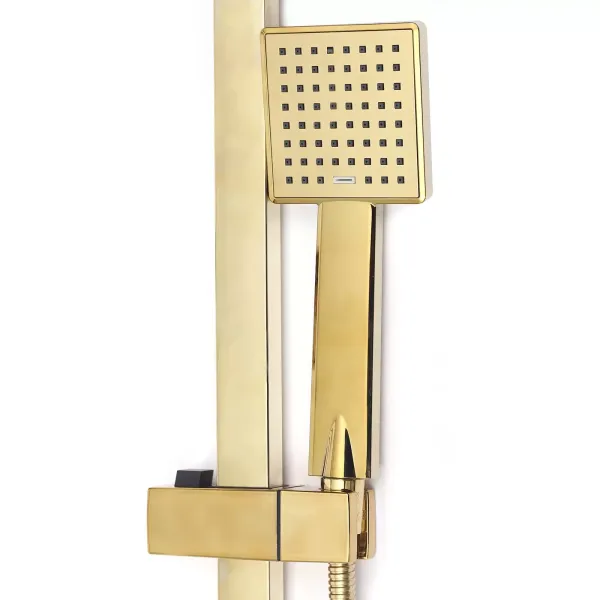 Système de Douche Robinetterie Douche à Effet Pluie Set de Douche avec Douchette à Main Barre de Douche Laiton 9x9