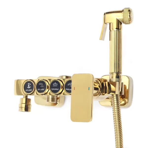 Système de Douche Robinetterie Douche à Effet Pluie Set de Douche avec Douchette à Main Barre de Douche Laiton 9x9