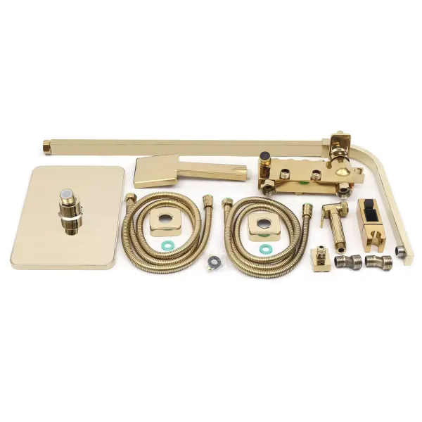 Système de Douche Robinetterie Douche à Effet Pluie Set de Douche avec Douchette à Main Barre de Douche Laiton 9x9