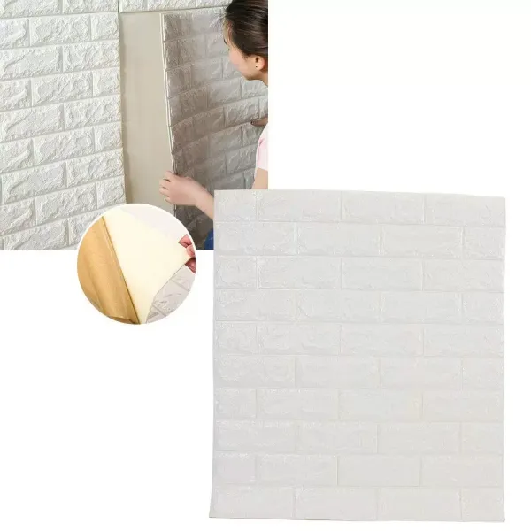 Papier peint mural 3D en mousse PE - Autocollant - Doux - Anti-collision - Décoration murale pour salle de bain, balcon, cuisine - 70 x 77 cm