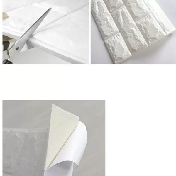 Papier peint mural 3D en mousse PE - Autocollant - Doux - Anti-collision - Décoration murale pour salle de bain, balcon, cuisine - 70 x 77 cm