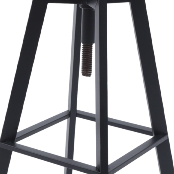 Lot de 2 tabourets de bar vintage avec dossier, hauteur réglable, en bois et métal, tabouret de bistro, tabouret de cuisine, tabouret industriel