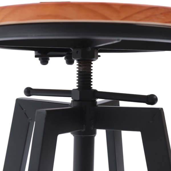 Lot de 2 tabourets de bar vintage avec dossier, hauteur réglable, en bois et métal, tabouret de bistro, tabouret de cuisine, tabouret industriel