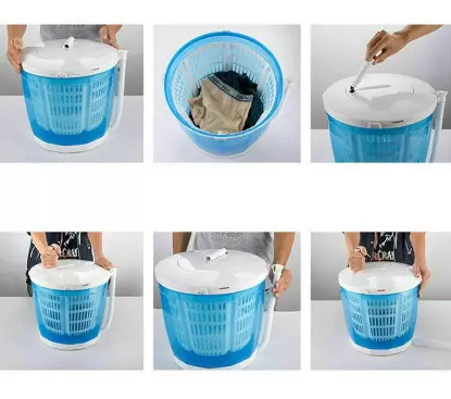 2-in-1 mini-wasmachine en centrifuge, geschikt voor maximaal 2 kg, niet-elektrische draagbare crankwasmachine/-droger voor kamperen, caravans