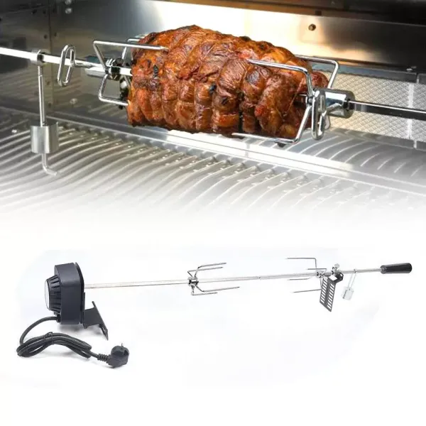 220V BBQ Broche de gril avec moteur en acier inoxydable Rotisserie Tournebroche Set de gril à gaz