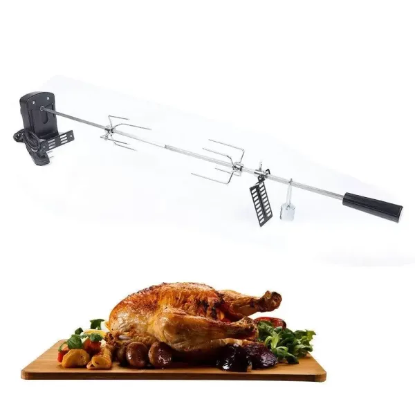 220V BBQ Broche de gril avec moteur en acier inoxydable Rotisserie Tournebroche Set de gril à gaz