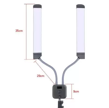 LED-wimper- en make-uplamp - met mobiele telefoonhouder en telescopisch statief