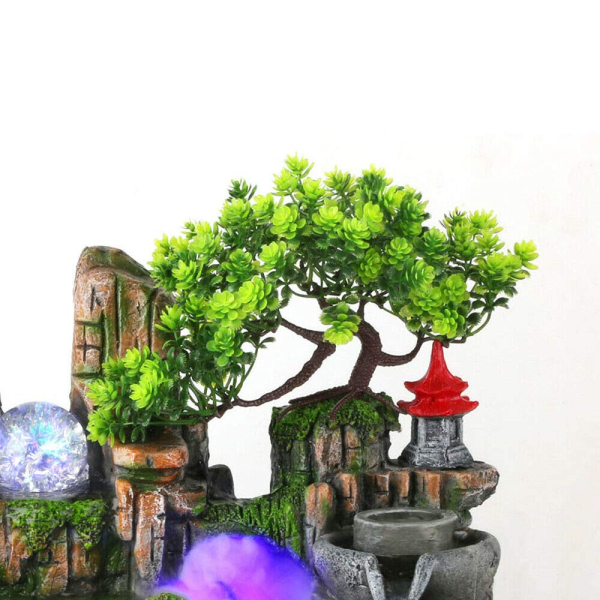CNCEST Fontaine d'intérieur 220 V - Simulation de jardin rocaille - Humidificateur d'air avec effet brumisateur pour bureau, chambre à coucher