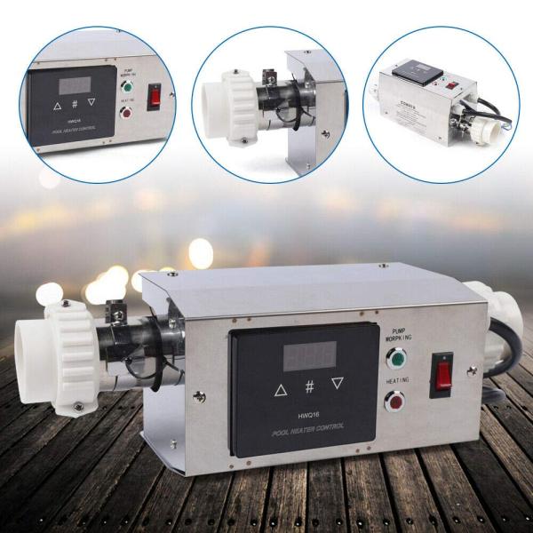 Pompe à chaleur pour piscine - 3 kW - En acier inoxydable - Chauffage électrique pour piscine - Thermostat 3 kW