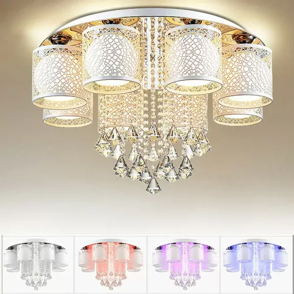 Lustre LED romantique - Plafonnier - Design ludique - Lampe murale pour salon - Lampe en cristal RVB avec télécommande