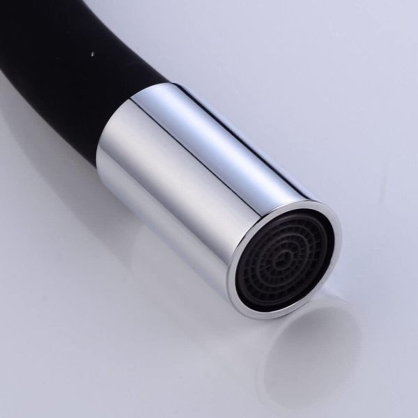 Robinet d'évier de cuisine extractible pivotant à 360°, noir