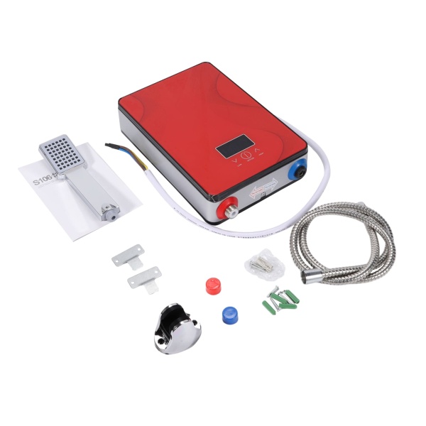 Mini chauffe-eau instantané, alimentation en eau de la salle de bain, max. 55 C, 220 V 6,5 kW (rouge)