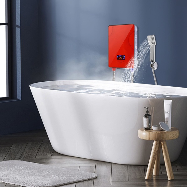 Mini chauffe-eau instantané, alimentation en eau de la salle de bain, max. 55 C, 220 V 6,5 kW (rouge)