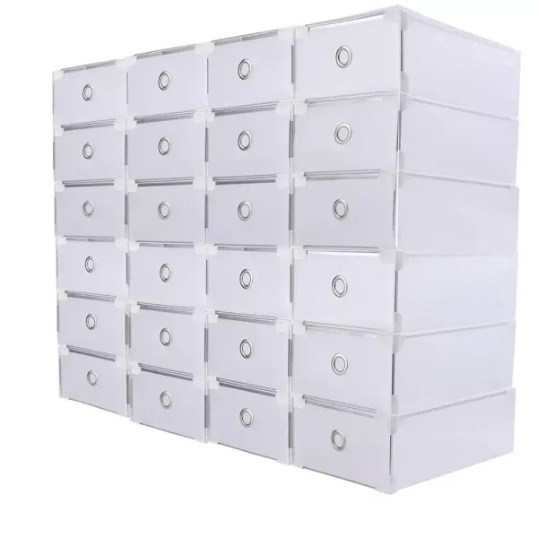 Organisateur durable pliable empilable empilable de tiroir de boîtes de rangement de chaussures en plastique 20X