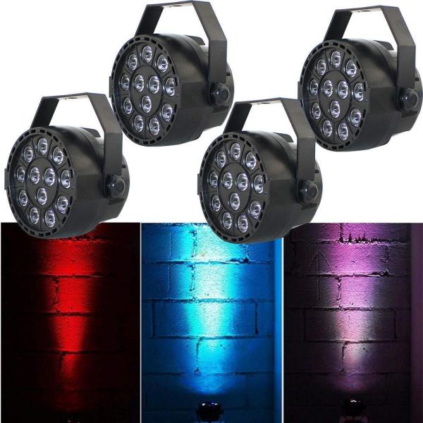 Lot de 4 phares de scène RGBW par lumière DMX512 - Effet DJ - Pour spectacle, bar, DJ, KTV, discothèque, anniversaire, fête, Halloween