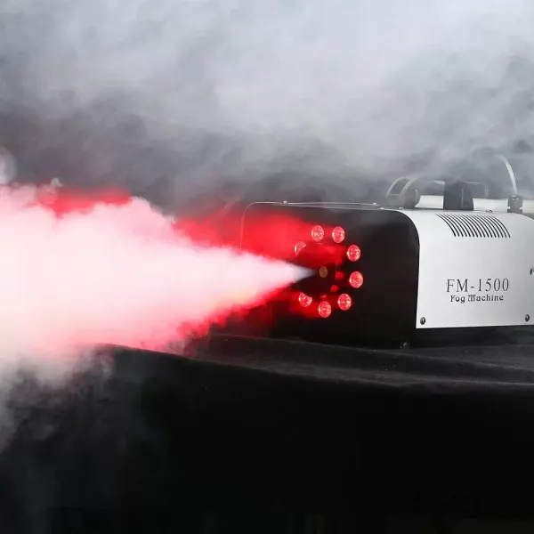 Machine à fumée DMX - 1500 W - 2 l - 9 x 3 W - 3 en 1 - LED RVB - Éclairage de scène - Fumée - Avec télécommande