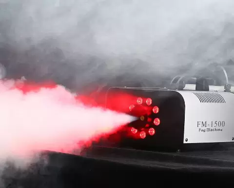 DMX-rookmachine, 1500 W, 2 l, 9 x 3 W, 3 in 1, RGB LED, podiumverlichting, rook, met afstandsbediening