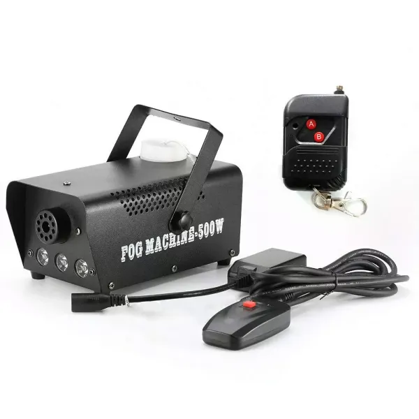 Machine à Fumée, Machine à Brouillard avec Effet de Lumières LED, Brouillard 500W avec 1 Récepteur Filaire et 1 Télécommande sans Fil