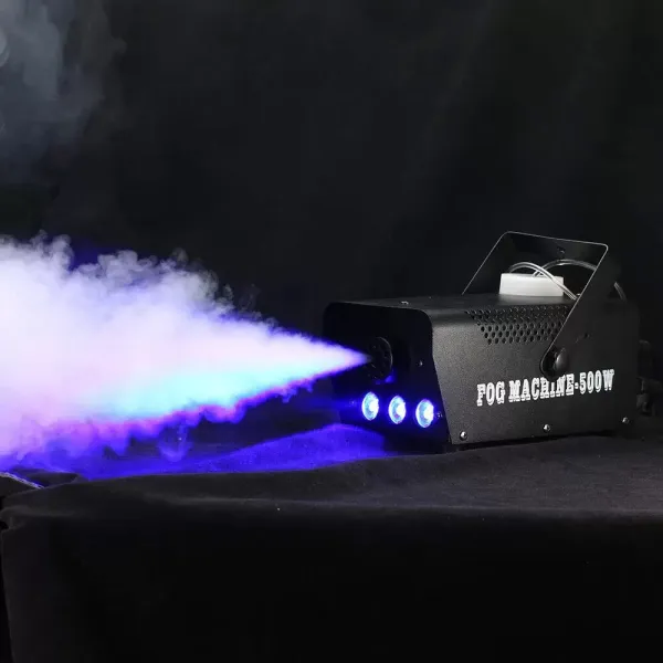 Machine à Fumée, Machine à Brouillard avec Effet de Lumières LED, Brouillard 500W avec 1 Récepteur Filaire et 1 Télécommande sans Fil