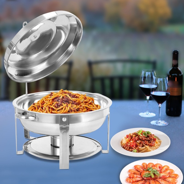 CNCEST Chafing Dish Récipient de Maintien au Chaud en Acier Inoxydable pour la Cuisson, Le Buffet et la fête 7,5 l Rond