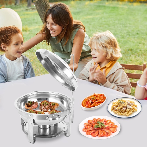 CNCEST Chafing Dish Récipient de Maintien au Chaud en Acier Inoxydable pour la Cuisson, Le Buffet et la fête 7,5 l Rond