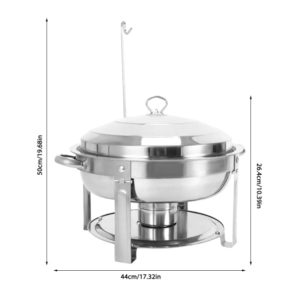 CNCEST Chafing Dish Récipient de Maintien au Chaud en Acier Inoxydable pour la Cuisson, Le Buffet et la fête 7,5 l Rond