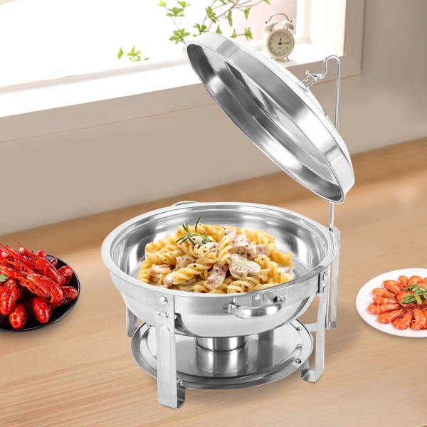 CNCEST Chafing Dish Récipient de Maintien au Chaud en Acier Inoxydable pour la Cuisson, Le Buffet et la fête 7,5 l Rond