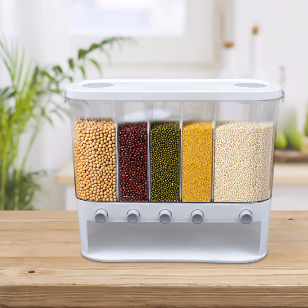 Distributeur de céréales mural 5 grilles pour cuisine, récipient alimentaire pour riz